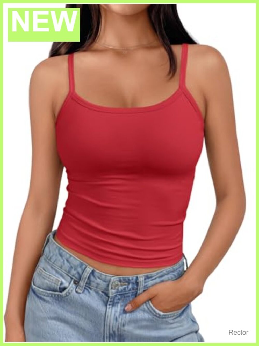 Spaghetti Strap Crop Tank Top Slim Fit Scoop Neck Camisole